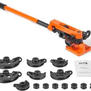 VEVOR Dobladora de Tubos Manual Dobladora de Tubos con Carraca 10-25 mm 7 Matrices para Doblar Tubos de Cobre y Aluminio a 180° para HVAC Aire Acondicionado Frigorífico Automóviles