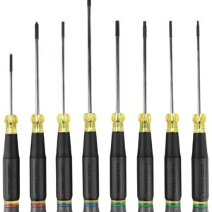 Klein Tools 85617 - Juego de destornilladores de precisión, ranurados, Phillips, TORX, asas de agarre cojín, ideales para bloques de terminales, electrónica