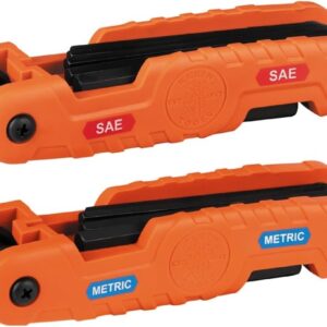 Klein Tools 70552 Pro Juego de llaves hexagonales plegables SAE de 21 llaves y juego de llaves hexagonales métricas con cuchillas de alto apalancamiento, paquete de 2
