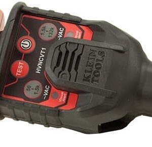 Klein Tools HVNCVT-1 Probador de alto voltaje sin contacto de doble rango, indicadores audiovisuales, resistente al agua, con funda y batería