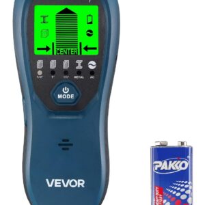 VEVOR Detector de Vigas Electrónico de Pared 5 en 1, con Sensor Inteligente, Pantalla LCD de Alta Definición y Alarma Sonora, Vigas Metálicas y Cables Eléctricos, Color Azul, 170 x 72 x 37 mm
