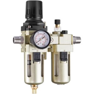 VEVOR Lubricador regulador de filtro para compresor de aire (FRL), separador de agua para compresor de aire de 3/8" NPT, sistema de secado de aire con drenaje semiautomático con elemento filtrante