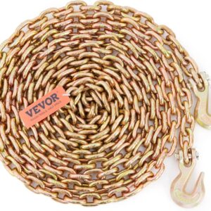 VEVOR - Cadena de transporte para carpetas de 5/16 x 20 pies con ganchos de agarre, carga de trabajo segura de 5000 libras, cadena de trabajo resistente G80, cadena de registro para transporte de