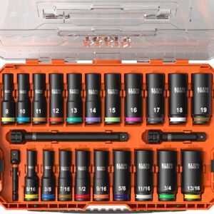KLEIN TOOLS 65121IMPCT | Juego Dados De Impacto | 23 Piezas | SAE Y Métrico