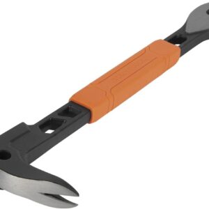 Klein Tools 66093 - Extractor de uñas con hoyuelos integrado, barra de palanca de patas de acero al carbono de alta resistencia, 12 pulgadas