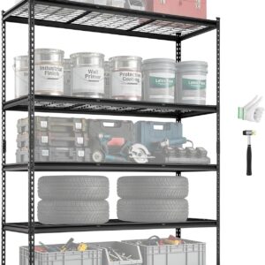 VEVOR Estante de Almacenamiento, 5 Niveles Ajustables, Capacidad de 2000 Libras, estantes de Garaje Resistentes, 60 x 24 x 78 Pulgadas para Cocina, despensa, sótano, baño, Armario de Lino