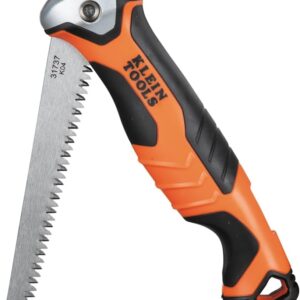 Klein Tools 31737 - Sierra de yeso plegable, sierra de mano con cierre trasero a 180 y 125 grados y agujero de amarre