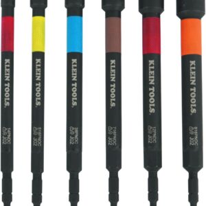 Klein Tools 32930 SAE - Juego de tuercas de impacto magnético, 6 piezas con código de color y alcance extendido, 6 tamaños SAE