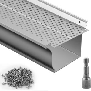 VEVOR Protector de canalón, 5 pulgadas de ancho, filtro de hoja de aluminio, cubierta de canalón, 52 piezas de longitud total de 200 pies, diámetro de agujero de 0.157 pulgadas y grosor para cualquier