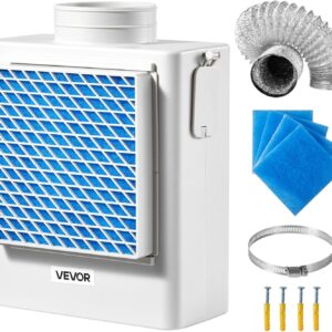 VEVOR Kit de Ventilación para Secadora Interior 3 en 1, a Un Puerto de Escape 99 mm, con Recordatorio Inteligente de Sobrecalentamiento, Campana Extractora, Tapa de Malla y Purificador Multicapa