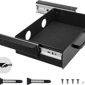 VEVOR - Cajón de computadora de 13 pulgadas, cajón extraíble debajo del computadora, para estación de trabajo, cajones ocultos debajo del mostrador para oficina o hogar, color negro