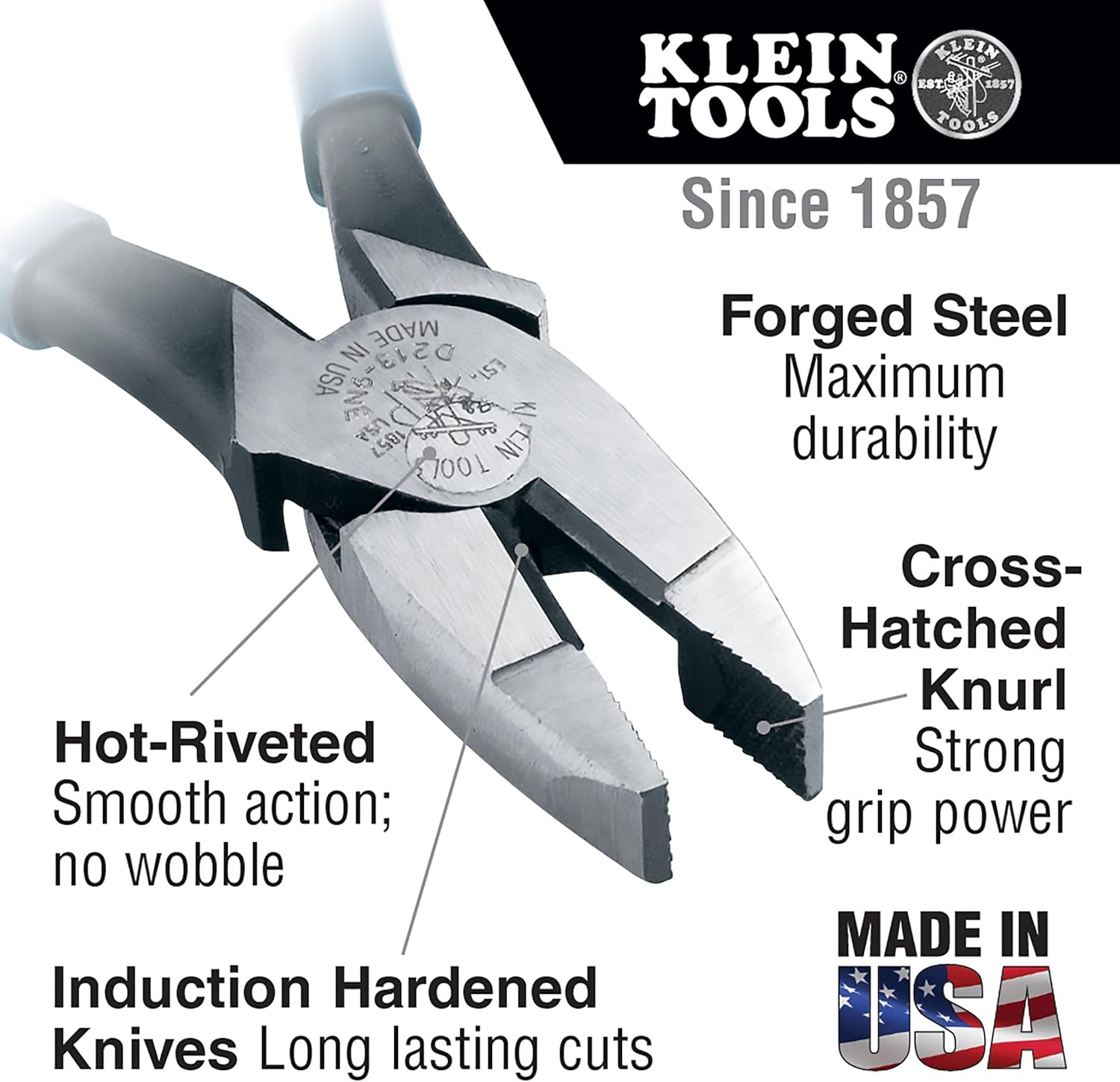 Klein Tools HD213-9NE Pinza de Electricista, Cabeza Inglesa, Alta Resistencia, 9" 12 Klein Tools HD213-9NE Pinza de Electricista, Cabeza Inglesa, Alta Resistencia, 9" – Vista 12