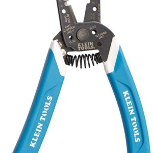 Klein Tools K11095 Klein-Kurve - Pelacables y cortador, para cable trenzado sólido de 8-18 AWG y 10-20 AWG, azul/blanco