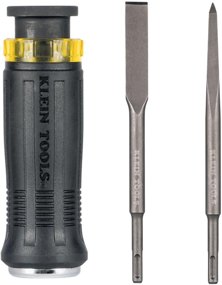 Klein Tools 32753SD SDS Desarmador de demolición, puntas de cincel plano y de bala, uso con rotomartillo y barras de palanca de mano, 3 piezas 1 Klein Tools 32753SD SDS Desarmador de demolición, puntas de cincel plano y de bala, uso con rotomartillo y barras de palanca de mano, 3 piezas