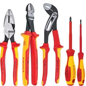Knipex Tools LP - 9K989831US - Juego de 10 alicates aislados de alto apalancamiento, 1,000 V, cortadores y desarmadores, juego de herramientas industriales, color rojo