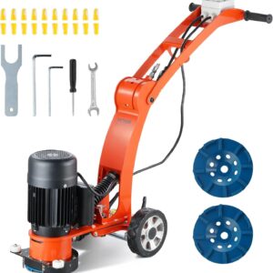 VEVOR Amoladora eléctrica para suelos de hormigón Amoladora con operario a pie de 7" Pulidora para suelos de hormigón de 1,7 CV, amoladora de 1300 W, Motor sin escobillas mejorado Amoladora