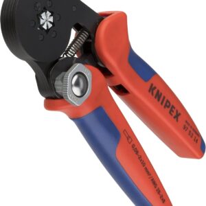 Knipex 97 53 14 SB Alicate Autoajustable para Entallar Punteras de Acceso Lateral Bruñido con Fundas en Dos Componentes, 180 mm