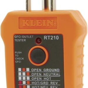 Klein Tools - RT210 Probador de tomacorrientes con GFCI, Corriente Alterna, detecta los problemas de cableado más comunes del tomacorriente