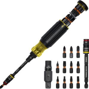 Klein Tools 32516HD KNECT Destornillador/destornillador híbrido con clasificación de impacto 16 en 1, magnético, zócalo giratorio, 11 bits, 2 destornilladores de tuerca, adaptador cuadrado de 3/8