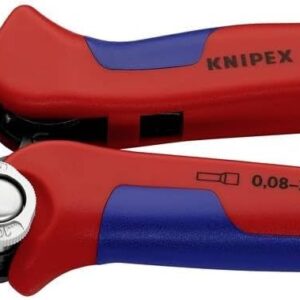 Knipex 97 53 04 SB Alicate Autoajustable para Entallar Punteras de Acceso Lateral Bruñido con Fundas en Dos Componentes, 180 mm