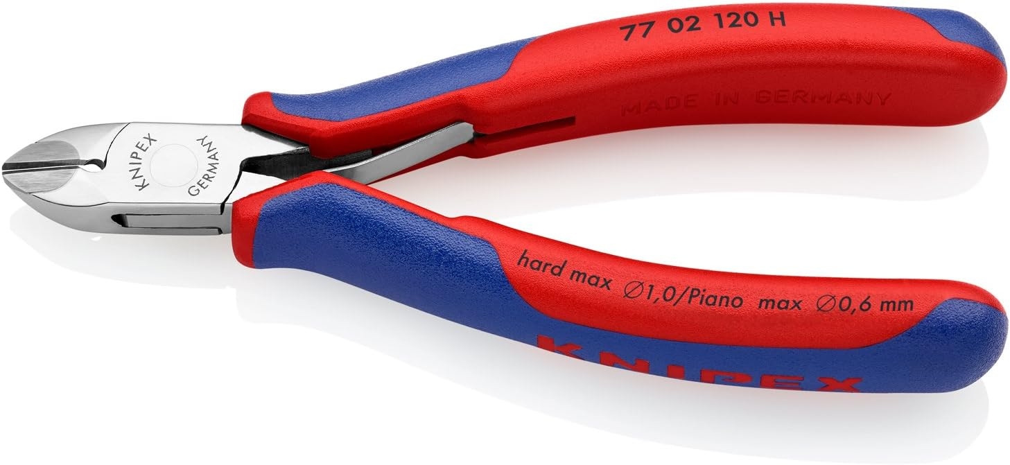 Knipex 77 02 120 H Alicate de Corte Diagonal para Electrónica con Plaquitas de Carburo en Los Filos con Fundas en Dos Componentes, 120 mm 1 Knipex 77 02 120 H Alicate de Corte Diagonal para Electrónica con Plaquitas de Carburo en Los Filos con Fundas en Dos Componentes, 120 mm