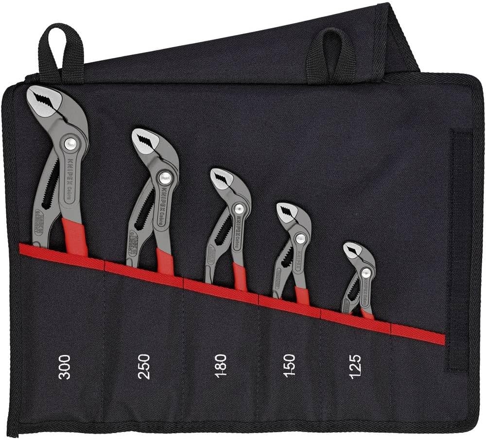 KNIPEX - Juego de alicates para Bomba de Agua, 5 Piezas, 125 a 300 mm, Efecto autobloqueante, en Bolsa Enrollable, Juego de Herramientas, Llave de Tubo, 00 19 55 S5 1 KNIPEX - Juego de alicates para Bomba de Agua, 5 Piezas, 125 a 300 mm, Efecto autobloqueante, en Bolsa Enrollable, Juego de Herramientas, Llave de Tubo, 00 19 55 S5