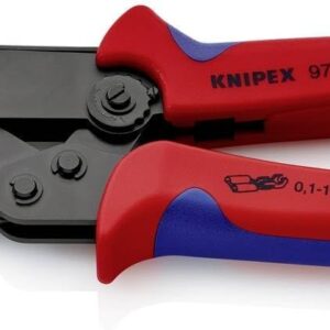 Knipex 97 52 14 Alicate para Entallar Terminales Modelo Corto con Fundas en Dos Componentes, color Bruñido, 195 mm