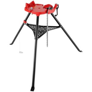 VEVOR 460-6 - Tornillo de banco de cadena con trípode para tubos (capacidad de 1/8" a 6"), soporte portátil con patas de acero plegables, soportes para gatos de tubos con bandeja para herramientas