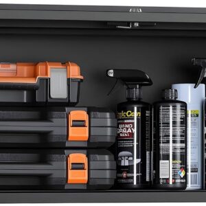 VEVOR Armario de Pared para Taller, 77 x 30,5 x 35,6 cm, Armario de Herramientas de Garaje de Metal con Puerta Abatible, Capacidad de 54,5 kg, para Garaje, Sótano, Cocina y Almacén, Negro