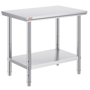 VEVOR - Mesa de Trabajo de Metal Resistente de Acero Inoxidable de 24 x 36 x 32 Pulgadas con Patas Ajustables para Restaurante, hogar y Hotel: Industrial y científico