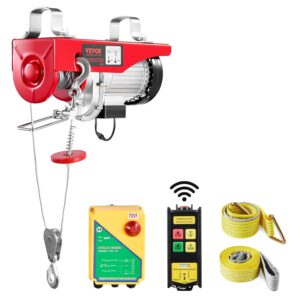 VEVOR Polipasto eléctrico, capacidad de elevación de 400 kg, cabrestante eléctrico de alambre de acero de 850 W y 110 V con control remoto inalámbrico, altura de elevación de un solo cable