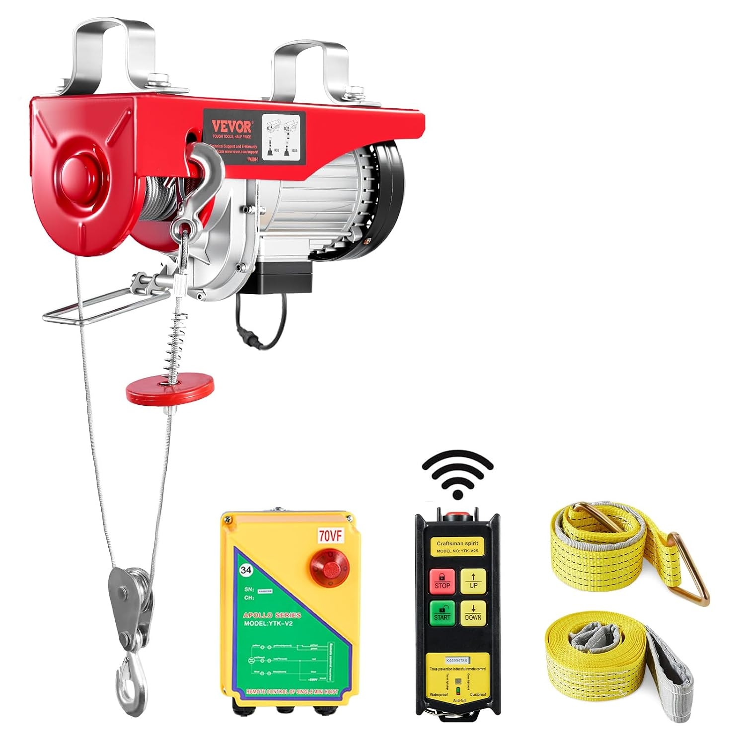VEVOR Polipasto eléctrico, capacidad de elevación de 400 kg, cabrestante eléctrico de alambre de acero de 850 W y 110 V con control remoto inalámbrico, altura de elevación de un solo cable 1 VEVOR Polipasto eléctrico, capacidad de elevación de 400 kg, cabrestante eléctrico de alambre de acero de 850 W y 110 V con control remoto inalámbrico, altura de elevación de un solo cable