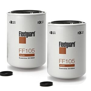 FF105 Fleetguard Filtro de combustible giratorio (paquete de 2), reemplaza a Baldwin BF957, Donaldson P550105, Wix 33109