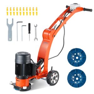 VEVOR Amoladora eléctrica para suelos de hormigón Amoladora con operario a pie de 7″ Pulidora para suelos de hormigón de 1,7 CV, amoladora de 1300 W, Motor sin escobillas mejorado Amoladora